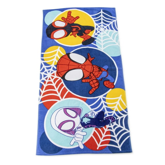 Spidey & His Amazing Friends Spots and Webs 27" x 54" Kids Bath Towel, Cotton, Multicolor, Disney
