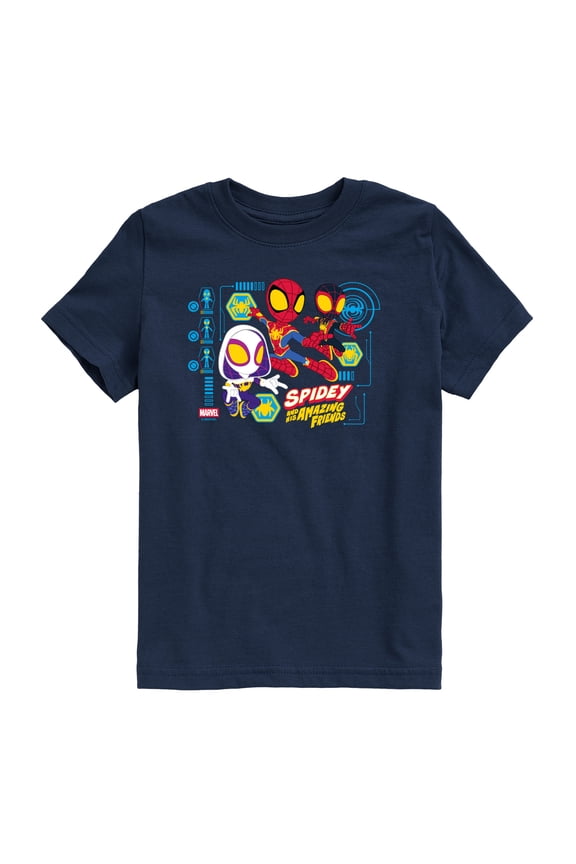 Spidey & His Amazing Friends - Web Spinner Collage - Toddler Boys Short Sleeve Graphic T-Shirt