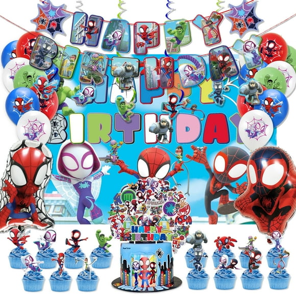MEGZIHXN Spidey Party Decorations Theme 97 Pcs Supplies Set for Spidey and His Amazing Friends
