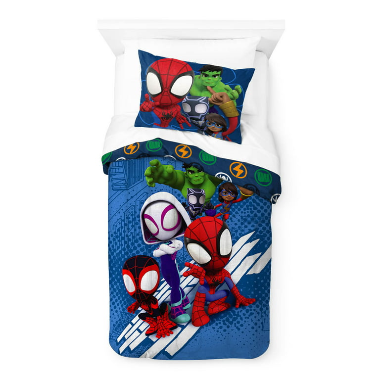 Spidey and His Amazing Friends Blue Reversible 100% Cotton Duvet Cover And  Pillowcase Set