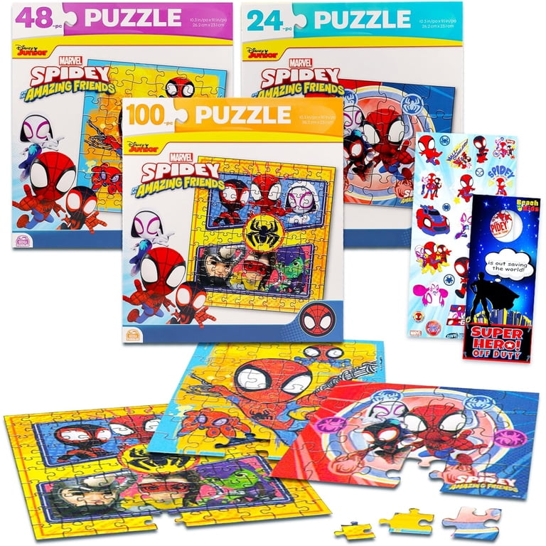 Spidey and Friends Jigsaw Puzzle Set - 3 Pack Spiderman Puzzle