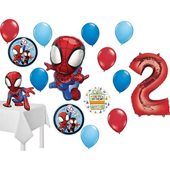Spidey and His Amazing Friends 2nd Birthday Balloon Bouquet 15 pc Decorations