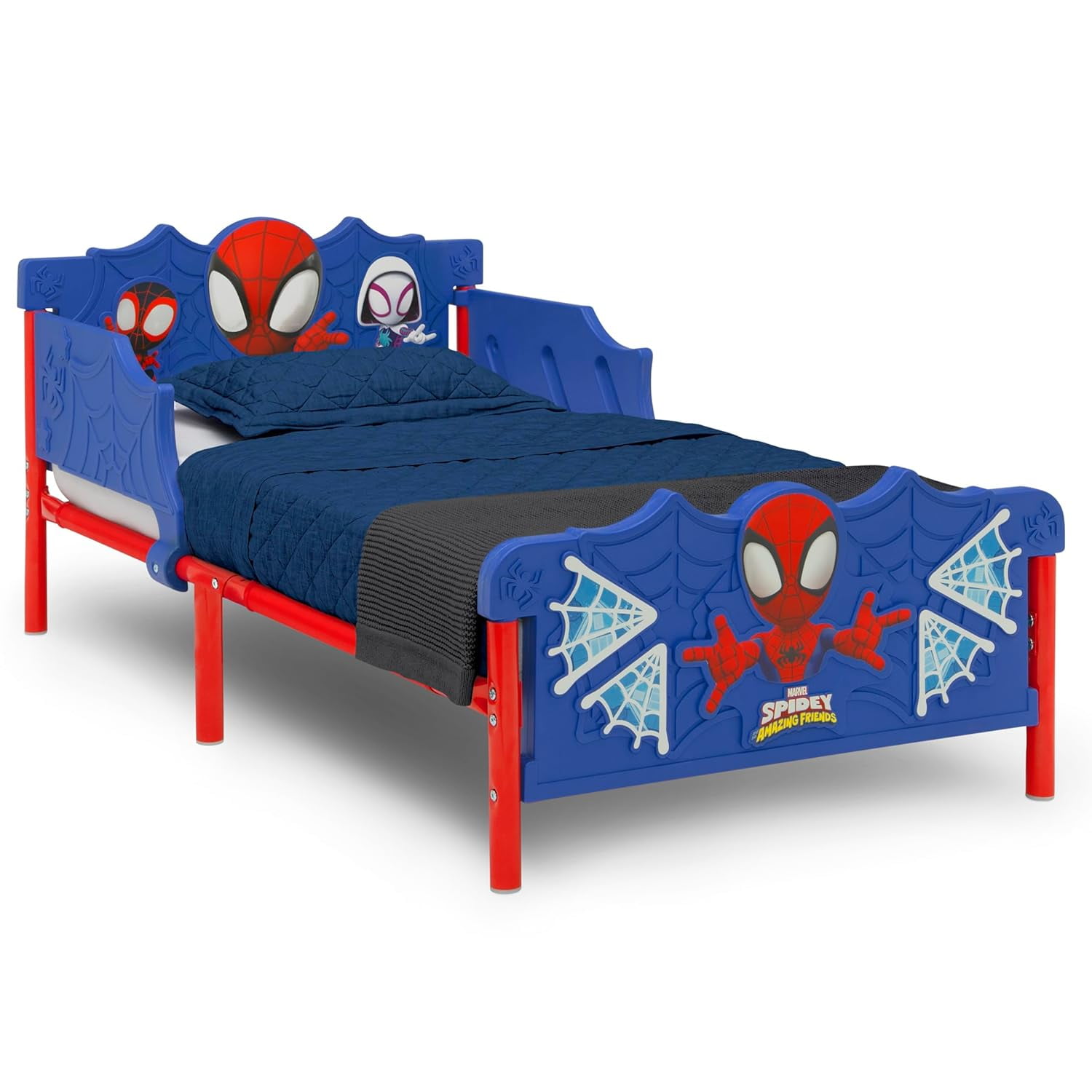 Spidey and Friends Blue Toddler Bed with Headboard