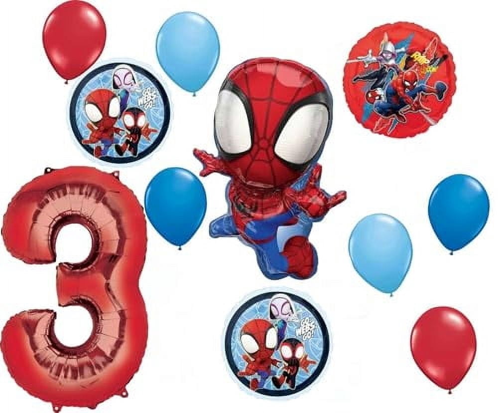 Spidey and His Amazing Friends 3rd Birthday Party Supplies 11pc Balloon Bouquet Decorations