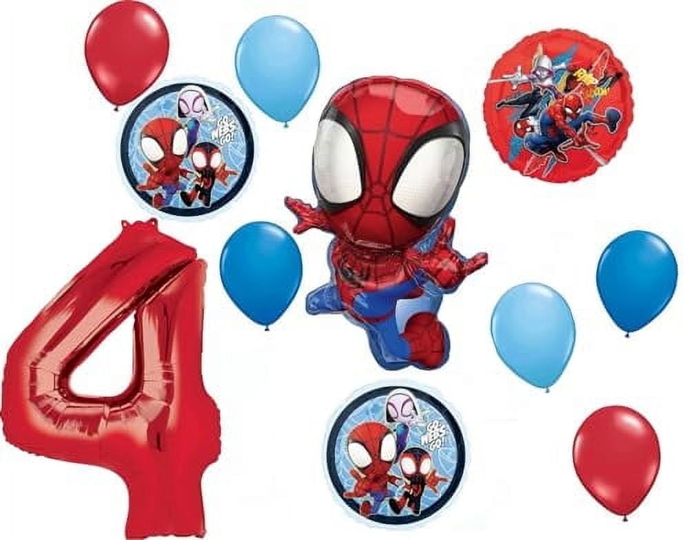 Spidey and His Amazing Friends 4th Birthday Party Supplies 11pc Balloon Bouquet Decorations