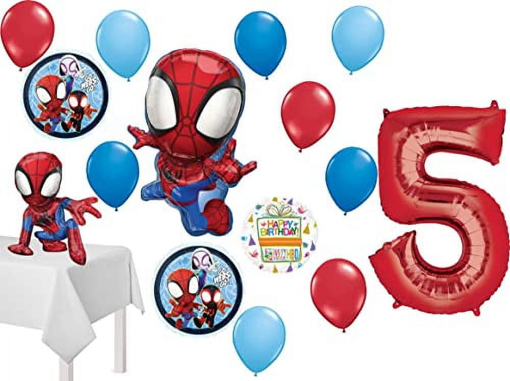 Spidey and His Amazing Friends 5th Birthday Balloon Bouquet 15 pc Decorations