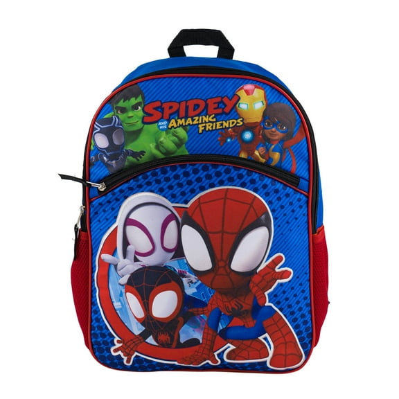 Spidey and His Amazing Friends Backpack - 16" - Deluxe - Microsilk & 2 Mesh Side Pockets, 83869