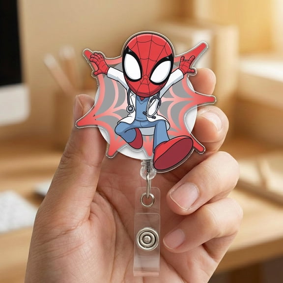 Spidey and His Amazing Friends Badge Reel,Superhero Allies Badge ID Clip, Cute Nurse Badge Holder, Nurse Teacher Office Badge D3EE06-2