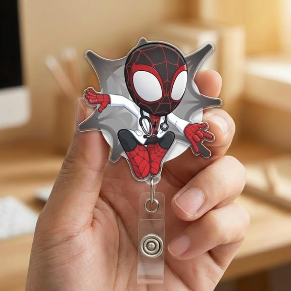 Spidey and His Amazing Friends Badge Reel,Superhero Allies Badge ID Clip, Cute Nurse Badge Holder, Nurse Teacher Office Badge D3EE06-3