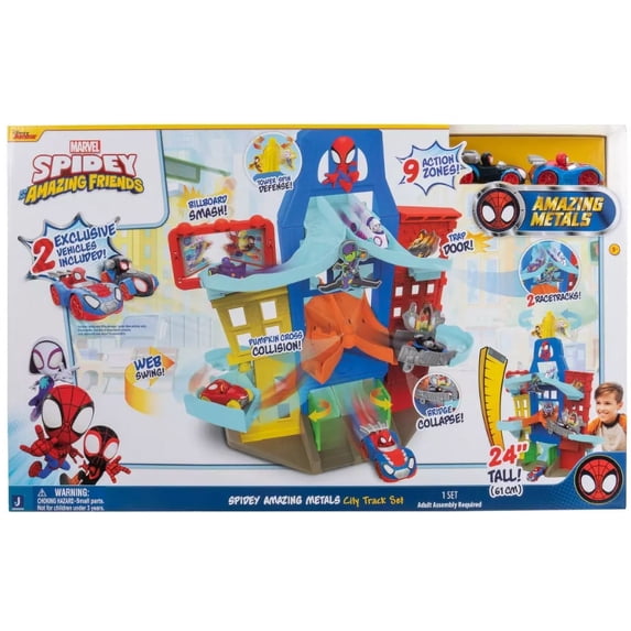 Spidey and His Amazing Friends Collectible Metals City Track Set Exclusive Slot Car Sets, 24 x 4.65 x 15 in, 4.74 lbs