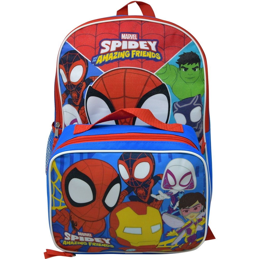 Spidey and His Amazing Friends Disney Unisex Age Over 3 Backpack with Rectangle Lunch Bag