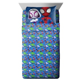 Spidey and His Amazing Friends Kids 3-Piece Twin Sheet Set, Microfiber, Blue, Marvel