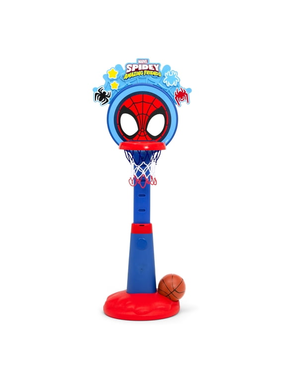 Spidey and His Amazing Friends Plastic Basketball Set by Delta Children Includes Basketball-Hoop, 1 Basketball and Ball Pump