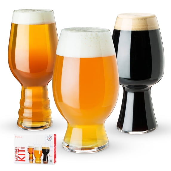 Spiegelau Craft Beer Tasting Kit Glasses, Set of 3, European-Made Lead-Free Crystal, Modern Beer Glasses, Dishwasher Safe, Professional Quality Tasting Glass Gift Set
