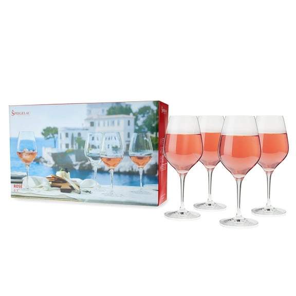 Spiegelau Rosé Wine Glasses, Set of 4, European-Made Lead-Free Crystal, Classic Stemmed, Dishwasher Safe, Professional Quality White Wine Glass Gift Set, 17 oz
