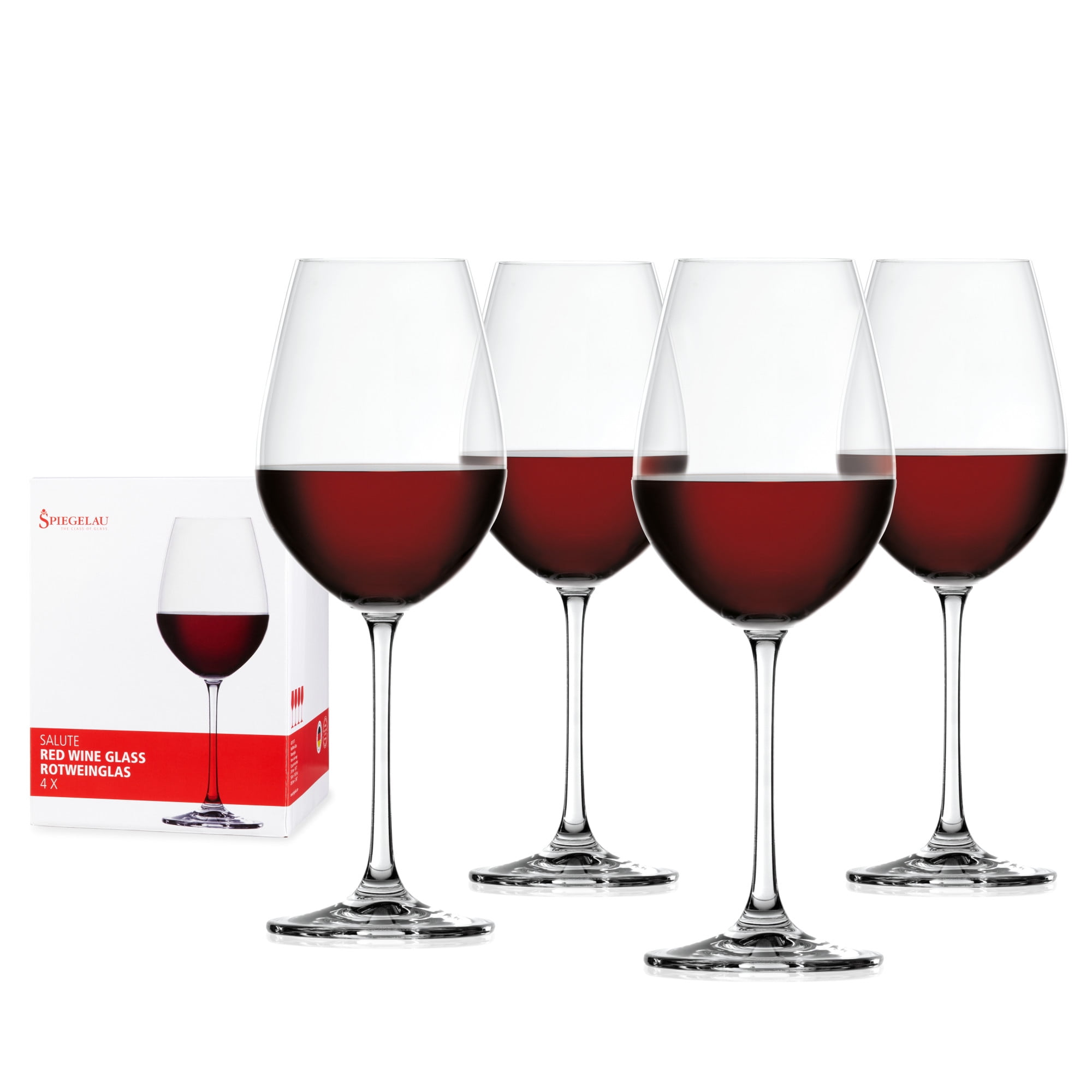 Salute Set Gift Glasses of Stemmed Crystal Spiegelau Wine Classic Red 4
