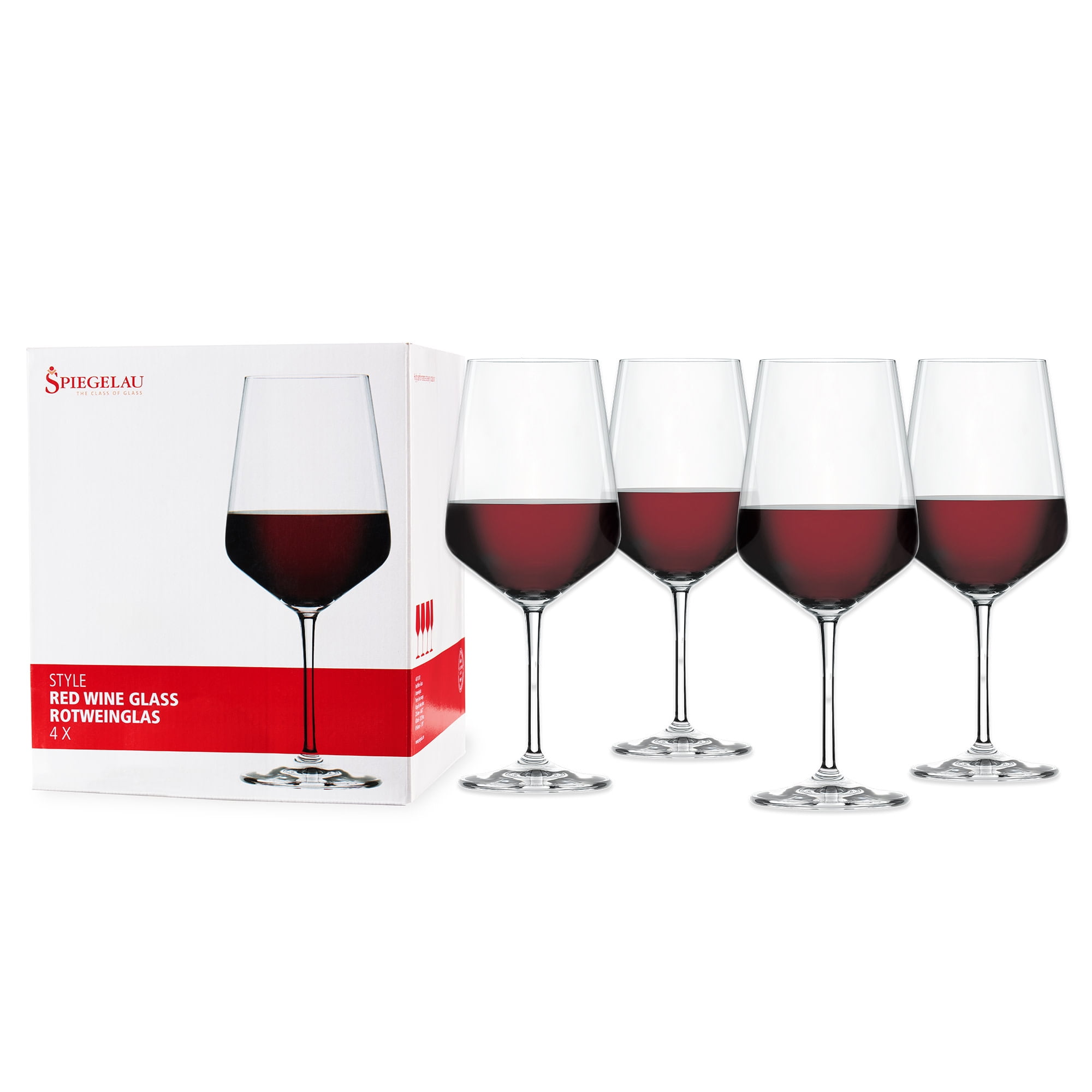European-Made Lead-Free Crystal Red Wine Glasses, Set of 4, 22.2 oz