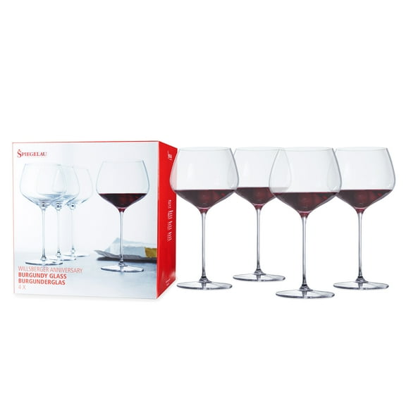Spiegelau Willsberger Burgundy Wine Glasses, Set of 4, European-Made Lead-Free Crystal, Classic Stemmed, Dishwasher Safe, Professional Quality Red Wine Glass Gift Set, 25.6 oz