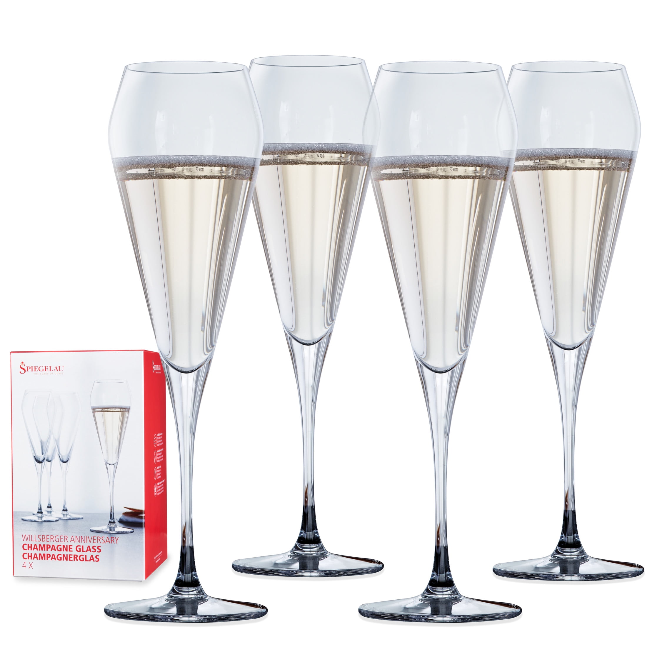 Spiegelau Willsberger Clear Crystal Champagne Flute Set of 4