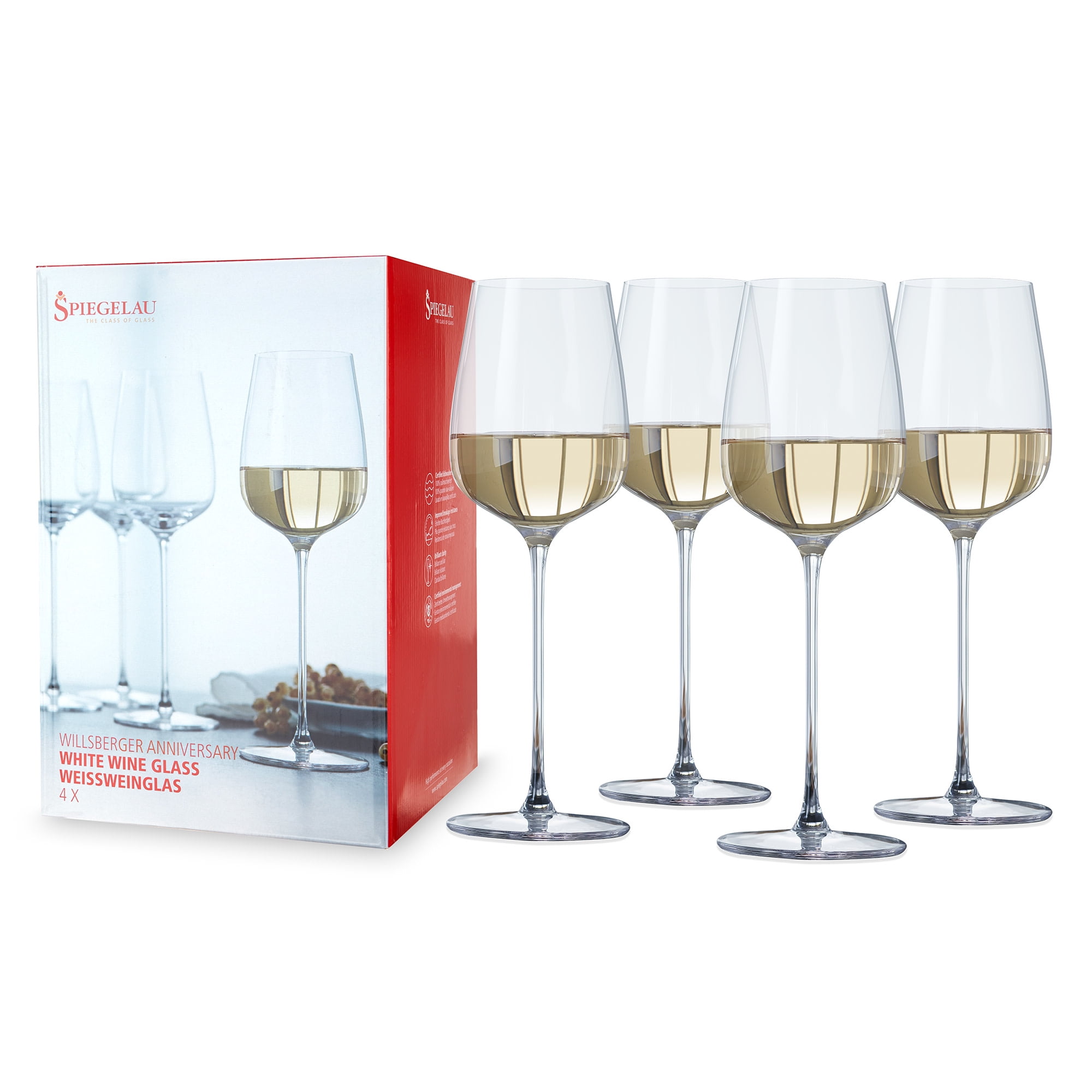Spiegelau Willsberger Lead-Free Crystal White Wine Glasses Set of 4