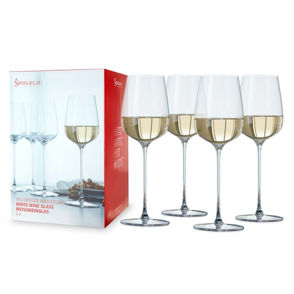 Spiegelau Willsberger White Wine Glasses, Set of 4, European-Made Lead-Free Crystal, Classic Stemmed, Dishwasher Safe, Professional Quality White Wine Glass Gift Set, 15.5 oz