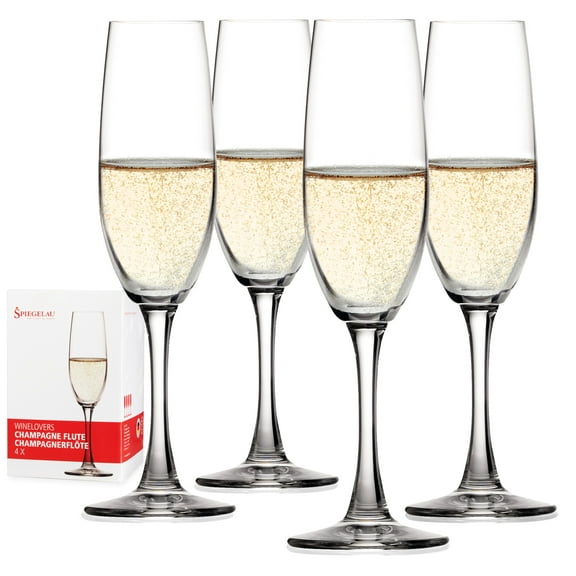 Spiegelau Wine Lovers Champagne Wine Glasses, Set of 4, European-Made Lead-Free Crystal, Classic Stemmed, Dishwasher Safe, Professional Quality Wine Glass Gift Set, 6.7 oz