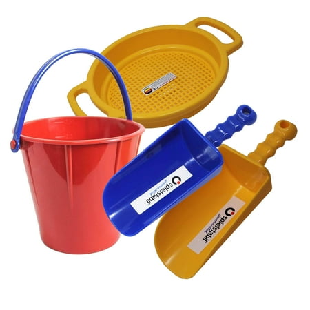 Spielstabil Sand Toys Bundle Includes Large Pail, Large Sieve, 2 Large Scoops