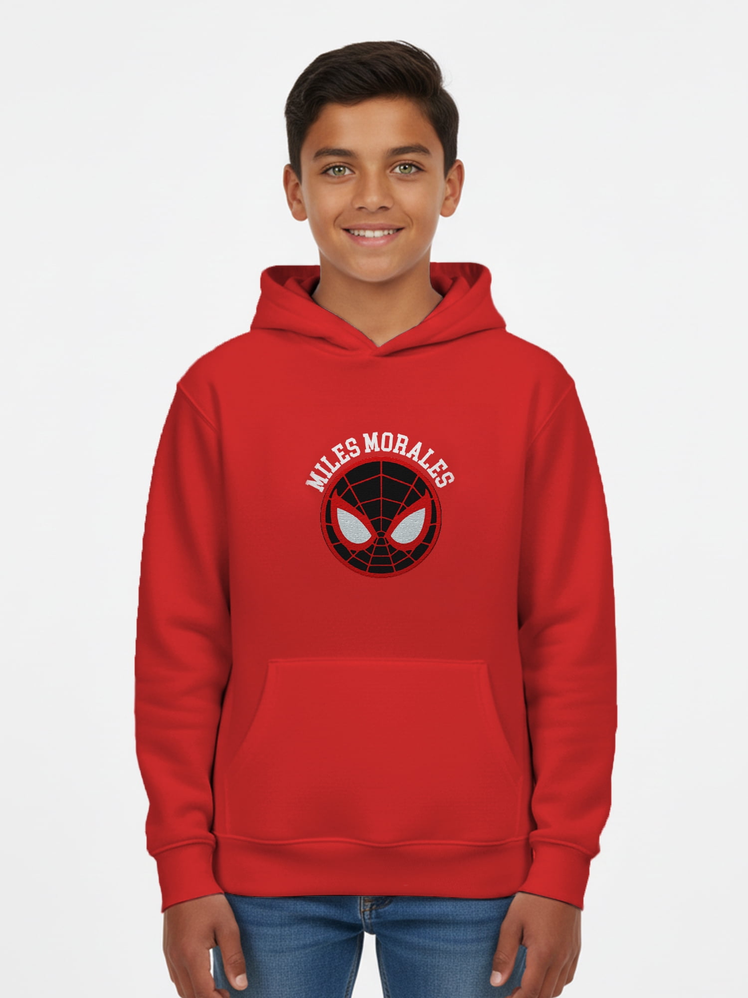 Spider-Man Little and Big Boys Neighborhood Miles Graphic Hoodie with Embroidery, Sizes 4-18