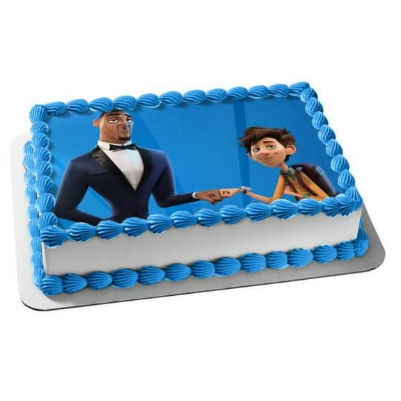 Spies In Disguise Lance Sterling Walter Beckett Blue Background Edible Cake Topper Image
