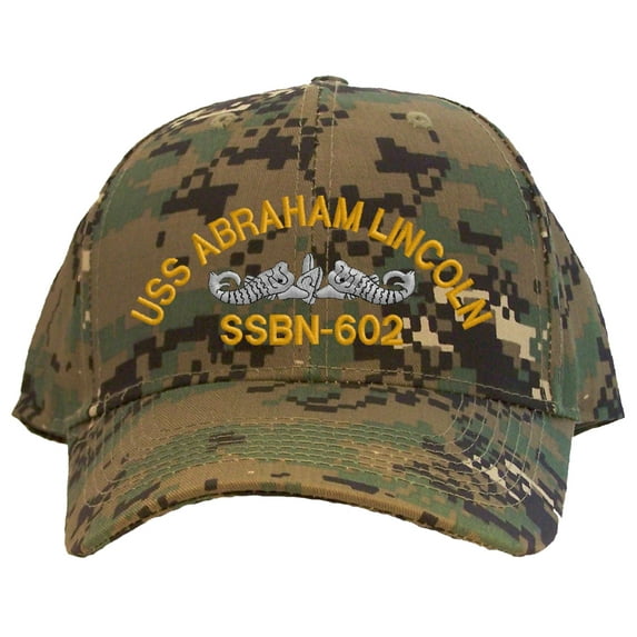 Spiffy Custom Gifts USS Abraham Lincoln SSBN-602 Embroidered Baseball Cap Camo Adjustable Back Strap