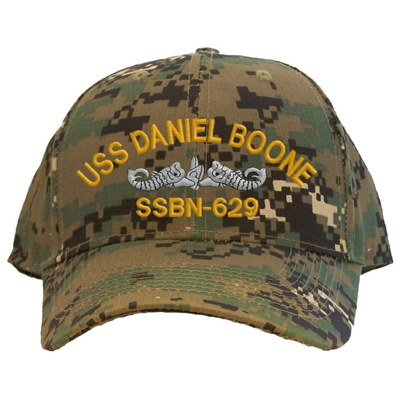 Spiffy Custom Gifts USS Daniel Boone SSBN-629 Embroidered Baseball Cap Camo Adjustable Back Strap
