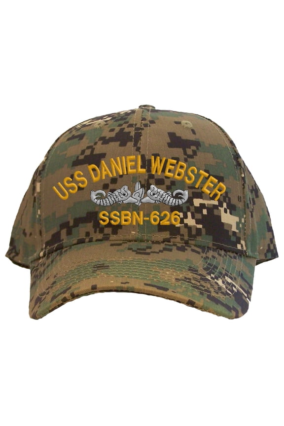 USS Daniel Webster SSBN-626 Embroidered Baseball Cap Camo Adjustable Back Strap