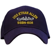 Spiffy Custom Gifts USS Ethan Allen SSBN-608 Embroidered Baseball Cap Navy Blue Adjustable Back Strap