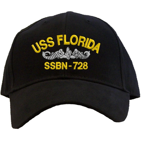 Spiffy Custom Gifts USS Florida SSBN-728 Embroidered Baseball Cap Black Adjustable Back Strap