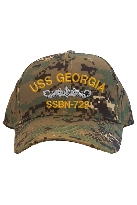USS Georgia SSBN-729 Embroidered Baseball Cap Camo Adjustable Back Strap