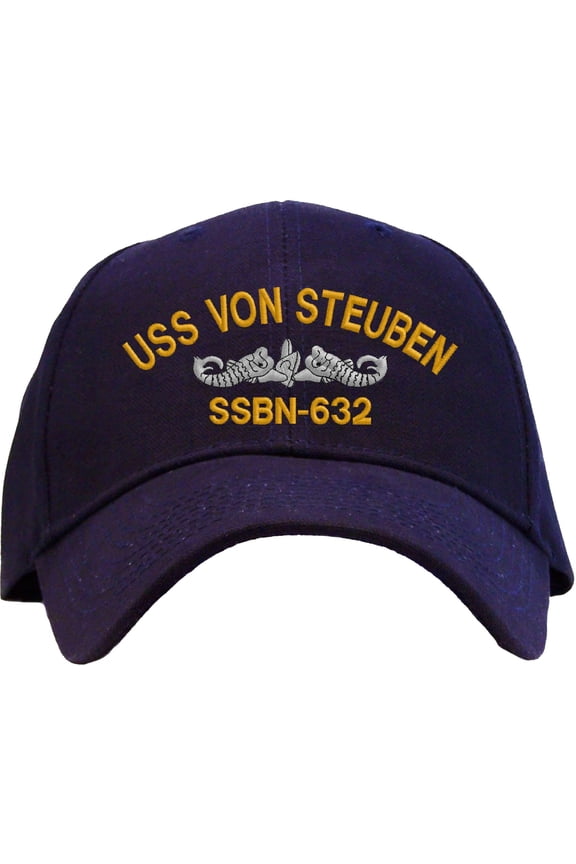 USS Von Steuben SSBN-632 Embroidered Baseball Cap Navy Blue Adjustable Back Strap