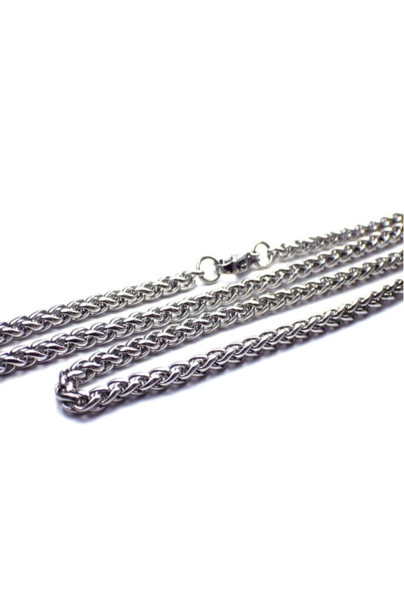 Spiga Chain Silver Color Stainless Steel Franco Wheat Necklace 3mm