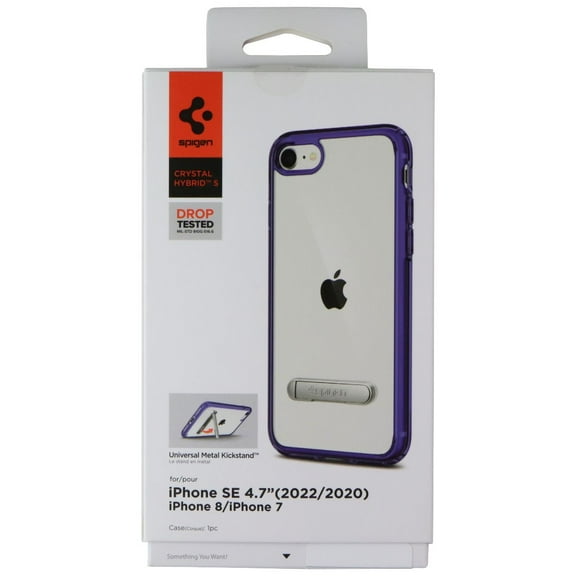 Spigen Crystal Hybrid S Case for iPhone SE (3rd/2nd Gen)/8/7 - Clear/Purple