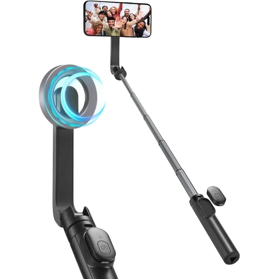 Spigen Selfie Stick Tripod Stand with Bluetooth Remote Control Shutter 24" Extendable Compatible MagSafe iPhone 17/16/15/14/13/12 Pixelsnap Pixel 10 Series & More - Black (S570W)