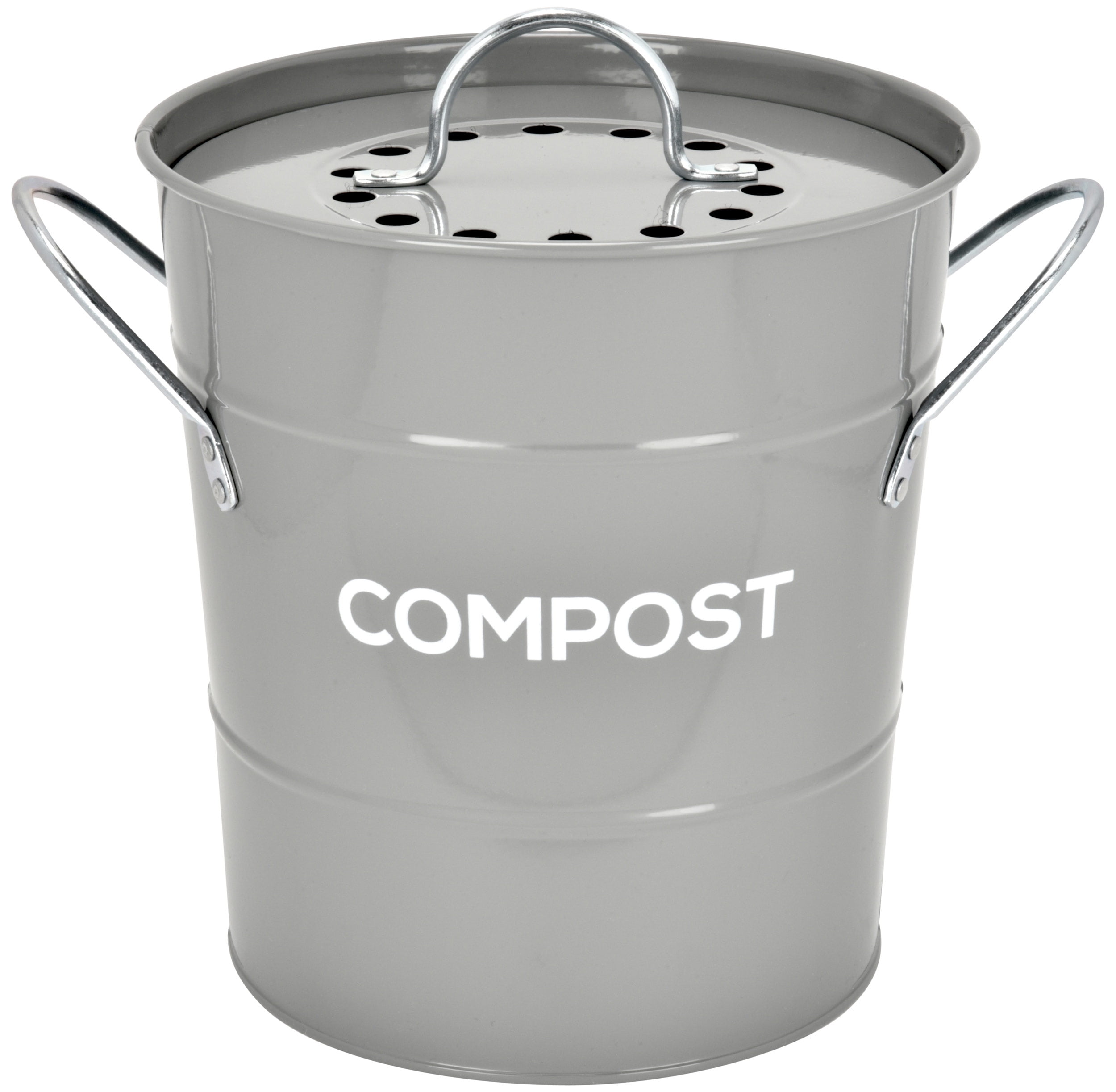 Grey Stainless Steel Kitchen Compost Bin with Charcoal Filter, 1 Gallon
