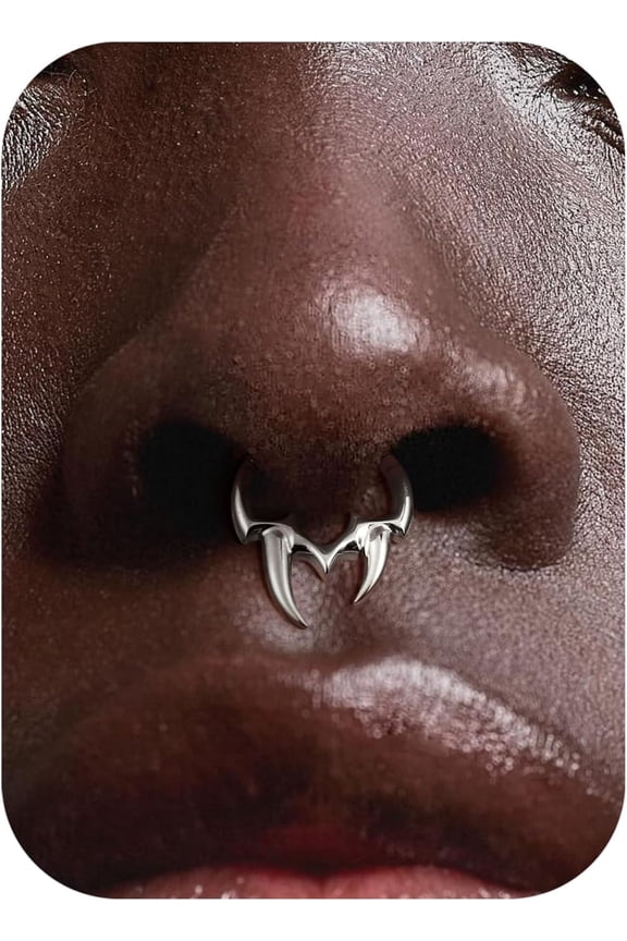 Spike 16G Septum Rings - 316L Stainless Steel Nose Rings Hoops for Women Men Helix Piercing Jewelry Tragus Daith Conch Cartilage Hoop Earring 14K Gold Plated/Silver 8 mm/10 mm