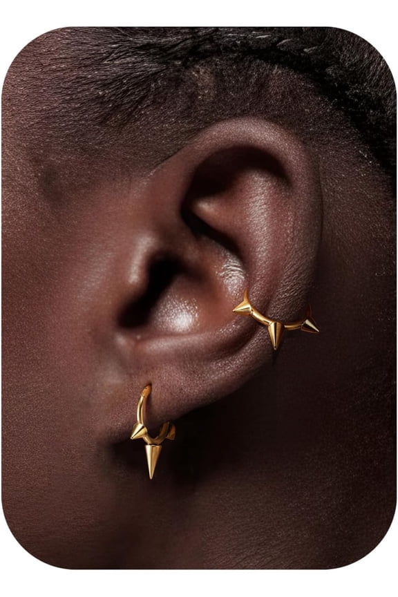Spike 16G Septum Rings - 316L Stainless Steel Nose Rings Hoops for Women Men Helix Piercing Jewelry Tragus Daith Conch Cartilage Hoop Earring 14K Gold Plated/Silver 8 mm/10 mm