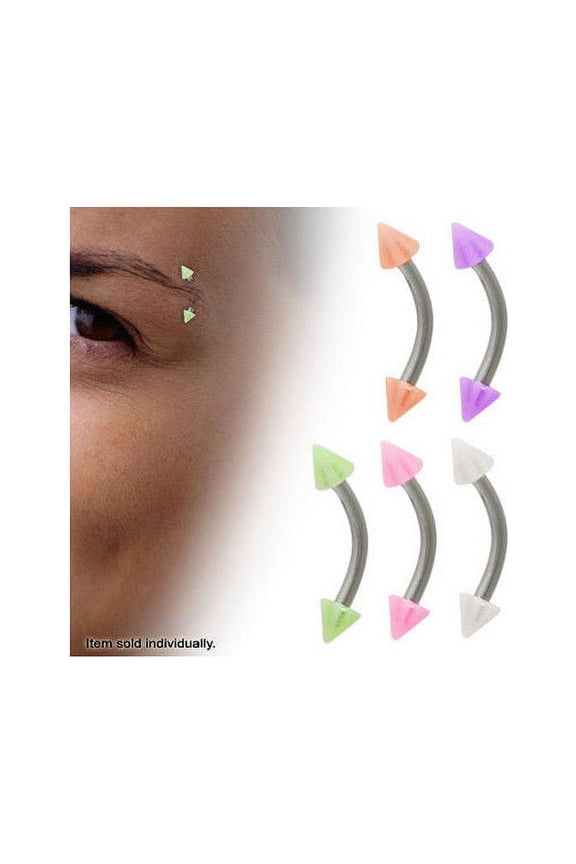 Spike Acrylic Curved Barbell Eyebrow Ring - 5 Colors Available