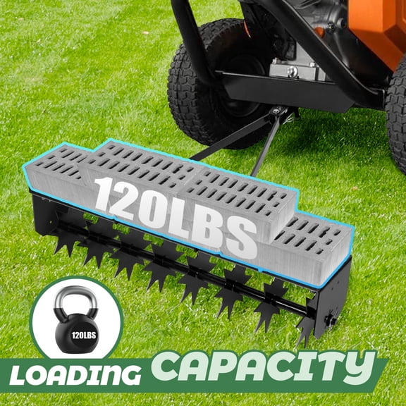 Spike Aerator Tow Behind, Tow Behind Spike Aerator, Rolling Lawn Aerators, Star Shape Steel Tines, Double Rod Design, 23.3LBS - for Farm, Pasture