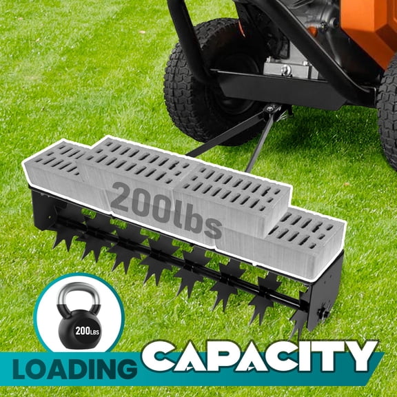 Spike Lawn Aerator, Heavy Duty Tractor Aerator with 8 Spike Disks & Tow Bar, 31 Inch Rolling Aerator for Garden Yard Lawn Health Renovation