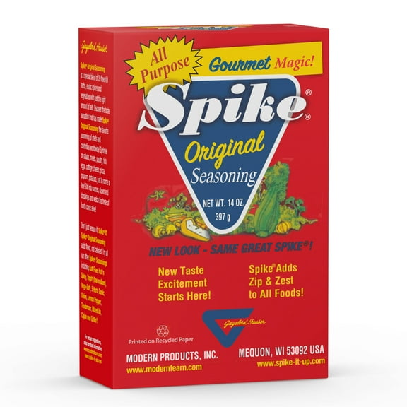 Spike Original All-Purpose Seasoning, All Natural, Low Sodium, No Sugar, No MSG, Zero Calories, Vegan, 14 oz Box