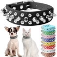 thumbnail image 1 of Spiked Dog Cat Collar Male Black Soft Leather Spike Puppy Collars Adjustable Mushroom Anti Bite Studded Dog Collars for Small Medium Large Dogs Chihuahua Yorkshire Pit Bull, 1 of 8