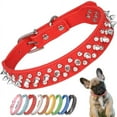 thumbnail image 1 of Spiked Dog Collar, Mushrooms Rivet Spike Anti-Bite Studded Protective Pet Neck PU Leather Puppy Collars for XXS XS Small Medium Large Boy Dogs Male Cats, 1 of 7