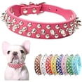 thumbnail image 1 of Spiked Dog Collar, Mushrooms Rivet Spike Anti-Bite Studded Protective Pet Neck Pu Leather Puppy Collars for XS Small Medium Large Boy Dogs Male Cats Goat (Black, S), 1 of 6
