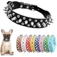 thumbnail image 1 of Spiked Dog Collar, Mushrooms Rivet Spike Anti-Bite Studded Protective Pet Neck Pu Leather Puppy Collars for XS Small Medium Large Boy Dogs Male Cats Goat (Black, S), 1 of 6